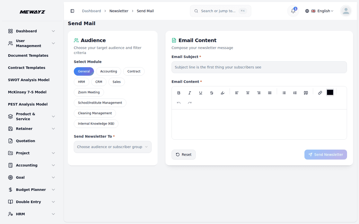 Mewayz newsletter — email campaigns and marketing automation