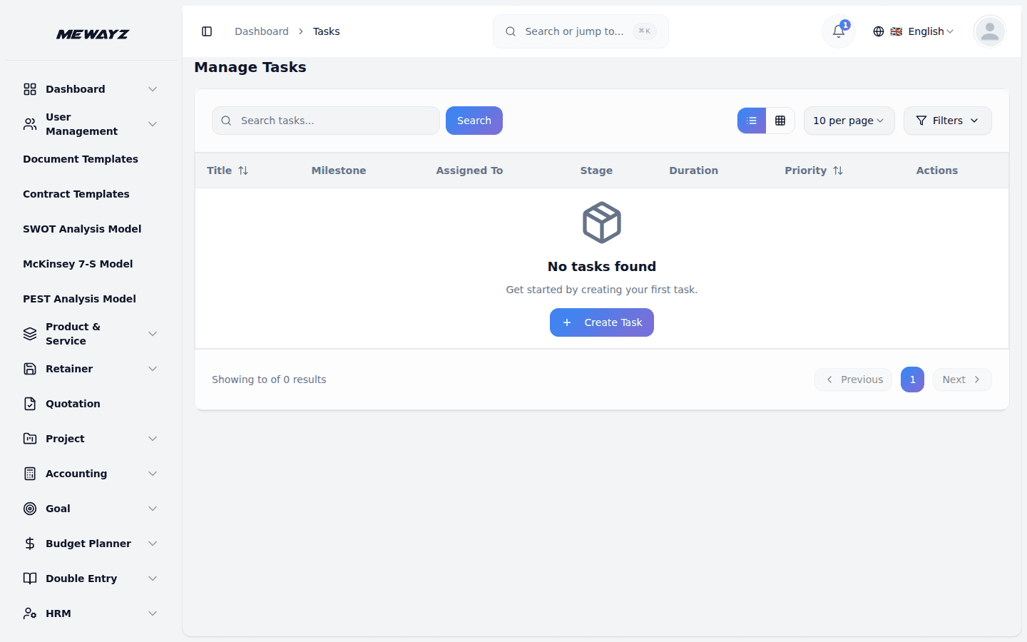 Mewayz Task Management — Task list