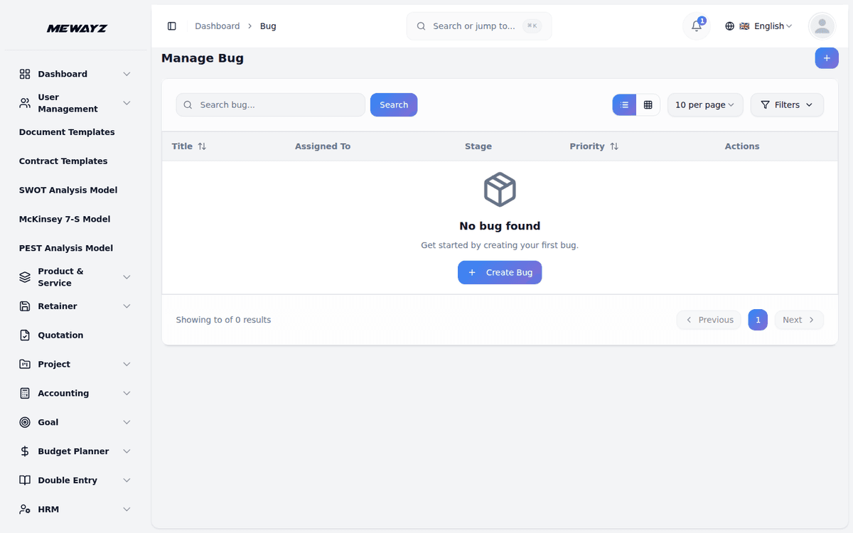Mewayz project management — kanban, bug tracker, and sprints