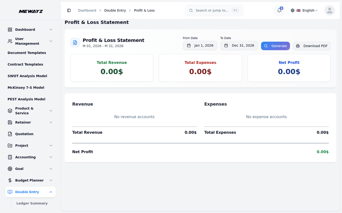 Mewayz accounting — invoices, P&L, and financial reports
